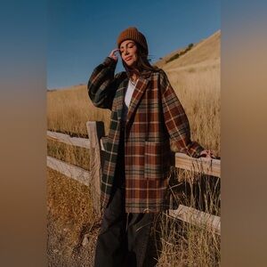 Dressed in LaLa Scorpio 2.0 Half + Half Oversized Coat in Pine + Brown